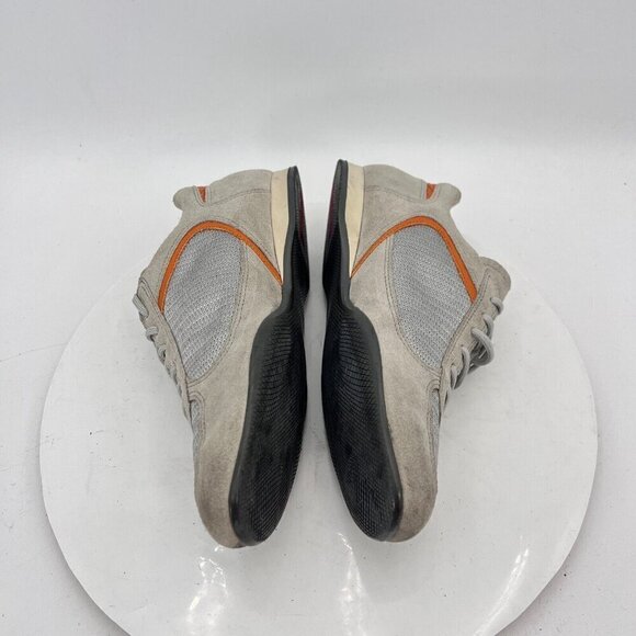 Prada Women Size EU 36.5 US 6.5 Silver Grey Orange Suede Lace Up Shoes - Picture 9 of 14